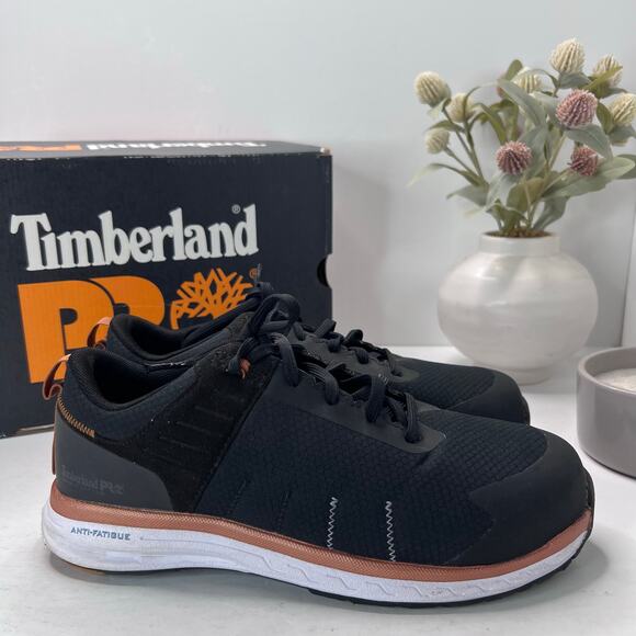 Timberland PRO Overdrive Composite Safety Toe Sneaker Black Women 8.5 Tried On - Picture 3 of 11